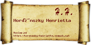 Horánszky Henrietta névjegykártya